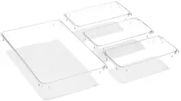 Sorbus - Kitchen Drawer Organizer 4-Piece Set - Great Organization Solution for Any Kitchen Drawer - Store Utensils - Clear