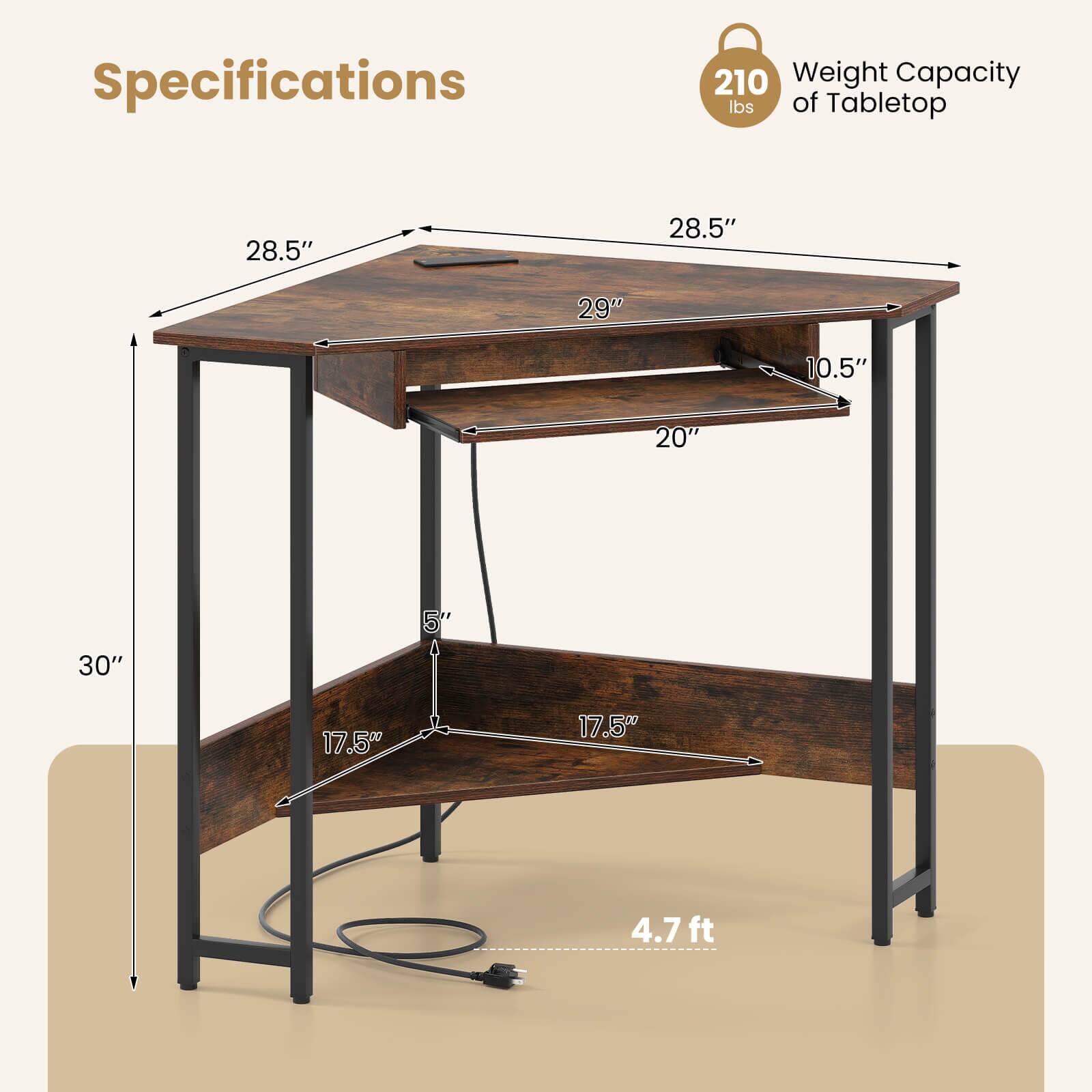 Specifications  
210 lbs Weight Capacity of Tabletop  
28.5"  
28.5"  
29"  
10.5"  
20"  
30"  
5"  
17.5"  
17.5"  
4.7 ft