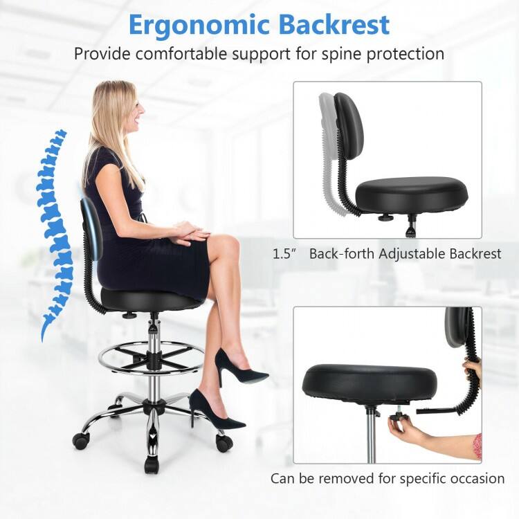 Ergonomic Backrest: Provide comfortable support for spine protection. 1.5" Back-forth Adjustable Backrest. Can be removed for specific occasion.