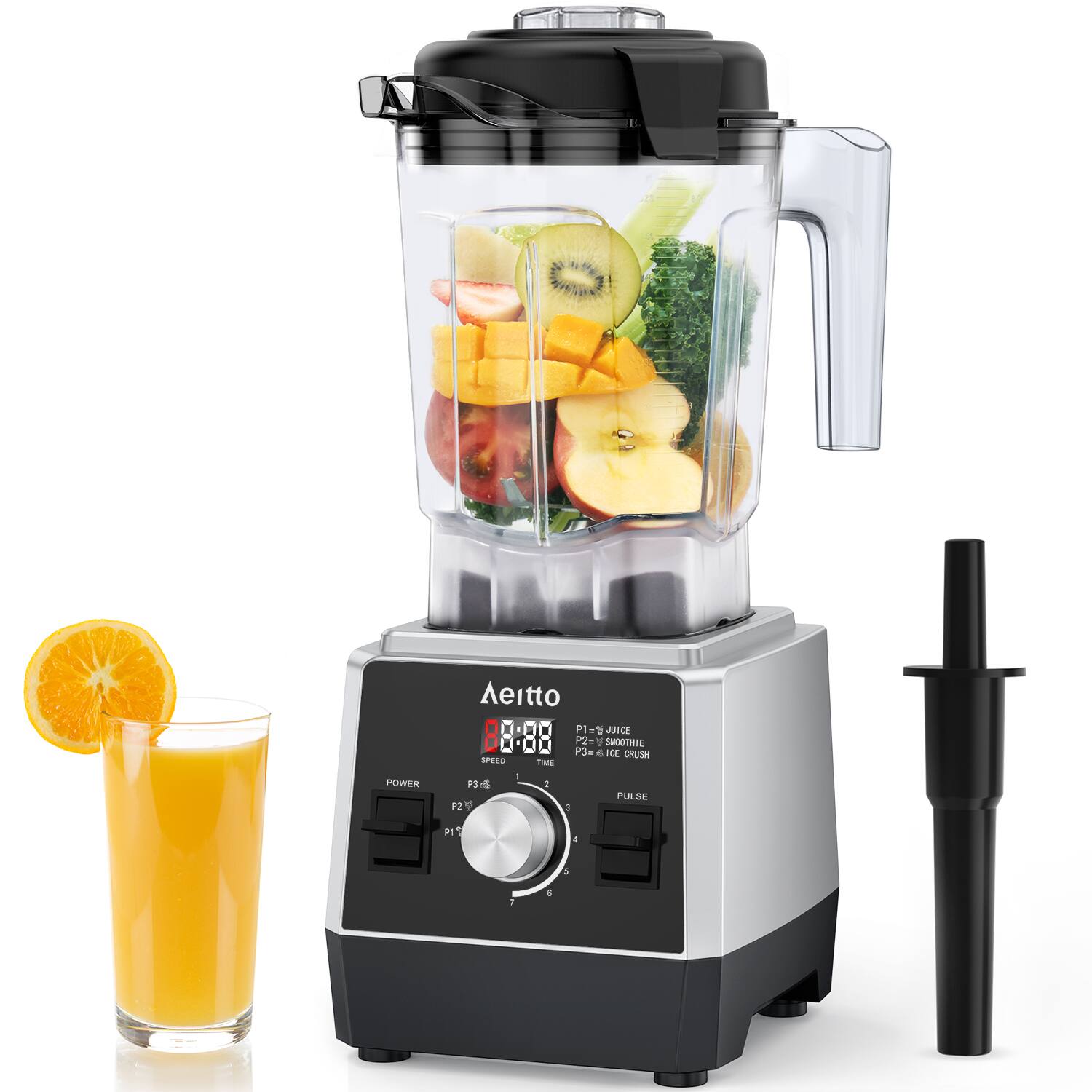 Aeitto - Blender 1800W Powerhouse for Smoothies, Ice Crushing & More,Blenders for Kitchen with 68Oz - Black