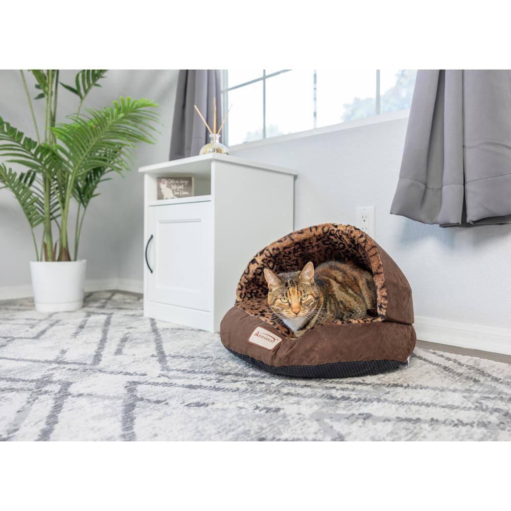 Back. Armarkat - Cat Bed Mocha And Leopard - Brown.
