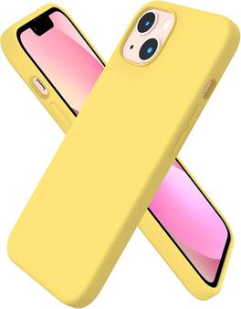 Ornarto - Compatible with iPhone 13 Case 6.1", Slim Liquid Silicone 3 Layers Full Covered Cover - Lemon Yellow