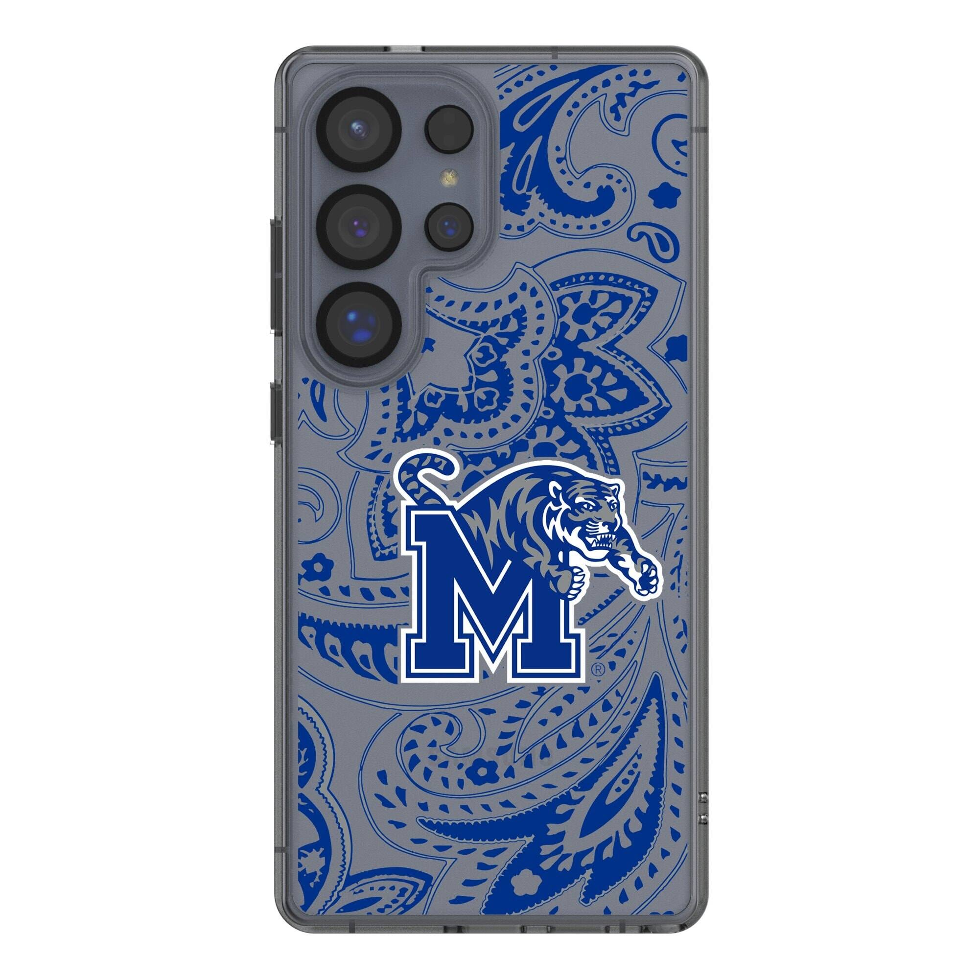 Front. Keyscaper - Memphis Tigers Paisley Galaxy Clear Case - S23 - Multicolor.