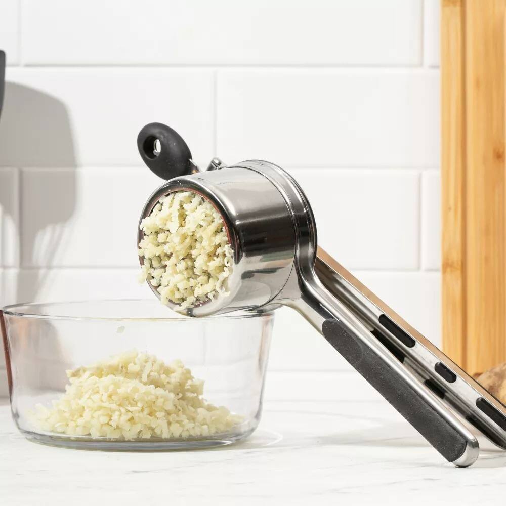 Alt View 1. Luminuxe - 15oz Potato Ricer, Heavy Duty Stainless Steel Potato Masher and Ricer, Nonslip Handle.