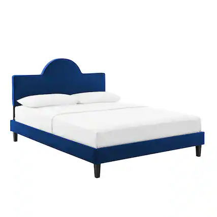Front. Modway - Soleil Performance Velvet King Bed - Blue.