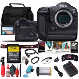 Canon - EOS R3 Mirrorless Camera (4895C002) + Sony 64GB Bundle Starter Bundle (International Version)