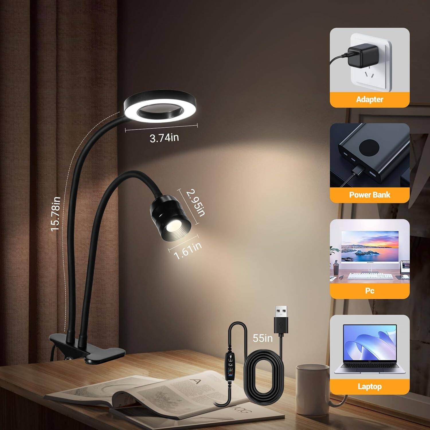 Adapter  
3.74in  
15.78in  
2.95in  
1.61in  
55in  
Power Bank  
Pc  
Laptop