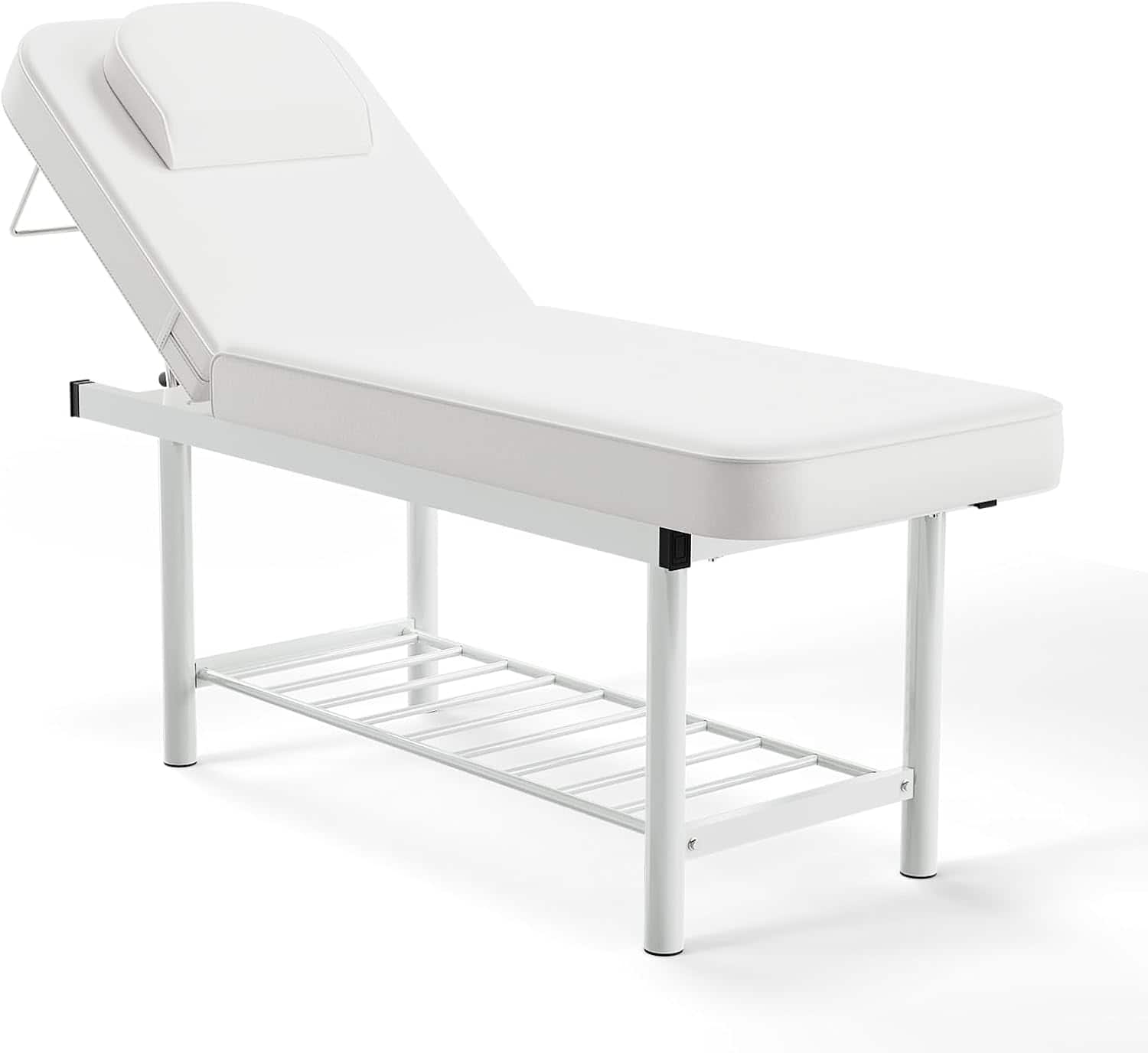 Winado - Professional Massage Bed Massage Table with Adjustable Backrest and Storage Space for Massages, Facials, Eyebrow Waxing - White