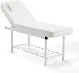Winado - Professional Massage Bed Massage Table with Adjustable Backrest and Storage Space for Massages, Facials, Eyebrow Waxing - White