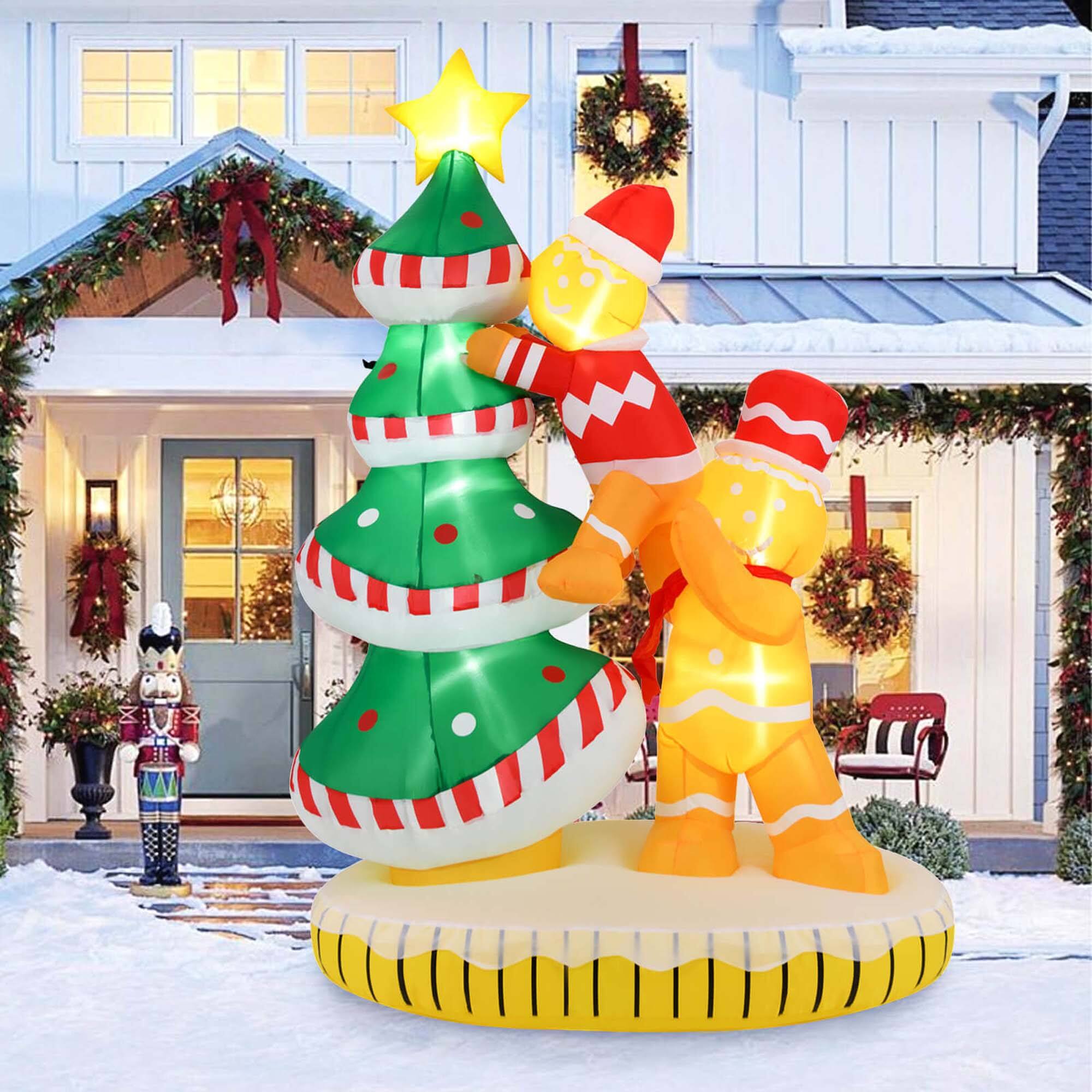 Alt View 3. Costway - Costway 7 FT Inflatable Christmas Tree with 7Internal LED Lights & Built-in Fan for Yard - Multicolor.