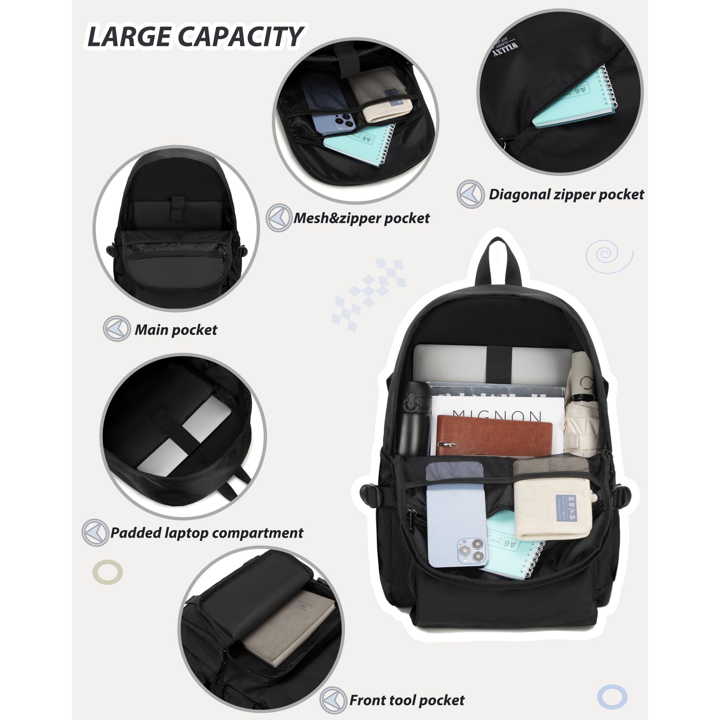 Back. Live At Space - College School Bag For Men Women Laptop Backpack 15 6 Inch Anti Travel Daypack Large Elementary Middle High Bookbags - Black-set-Medium.