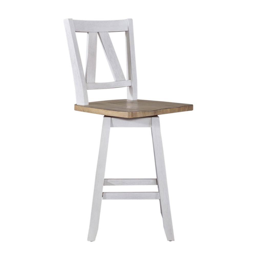 Back. Liberty Furniture Industries - Counter Height Swivel Chair (RTA) - Set of 2 Farmhouse White - White.