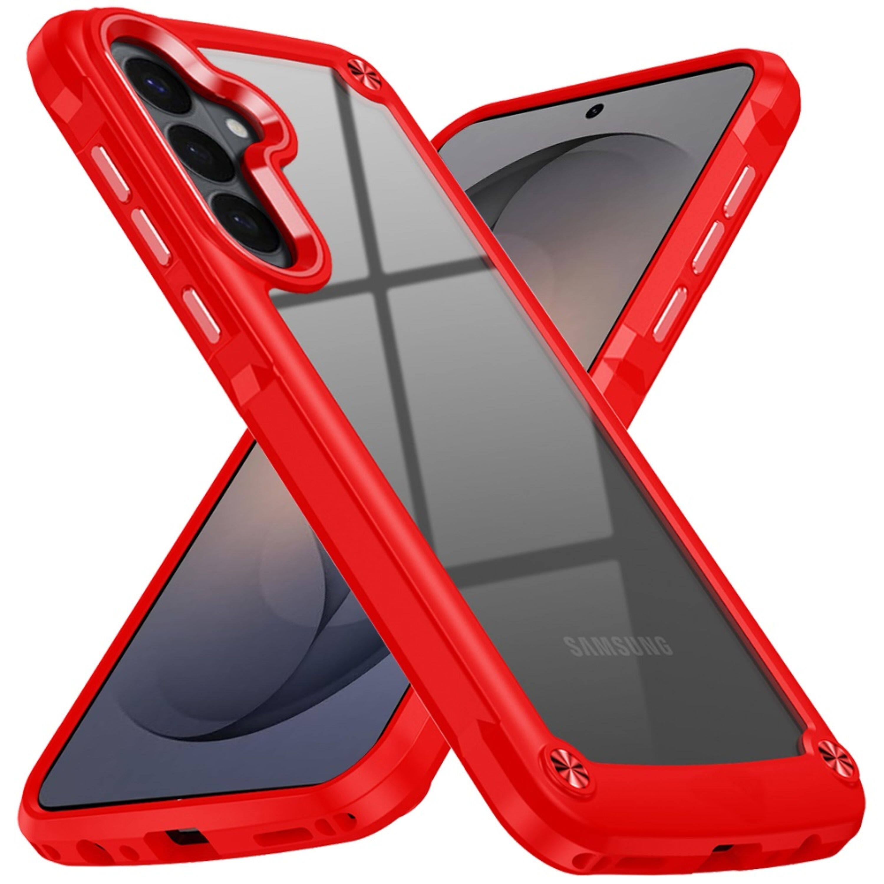 Angle. Kitcheniva - Metal Buttons Raised Camera Lip Plus Tempered Glass For Samsung S26 Plus Case Red - Red.