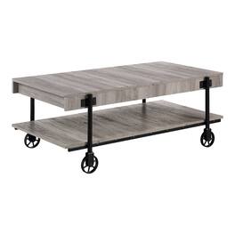 Furniture of America - Acres Wood Natural Coffee Table with Metal Black Wheels - Brown