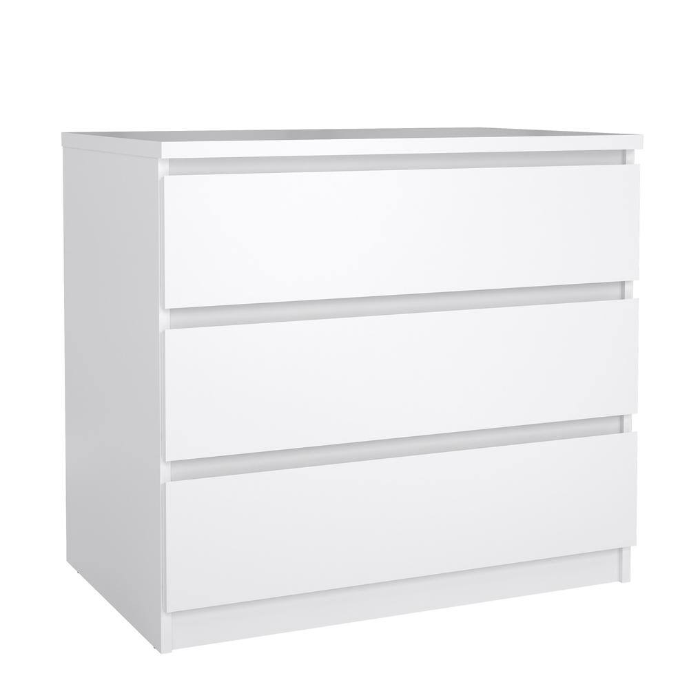 Left. FurniFact - White 3 Drawer Dresser – Modern 3 Drawer Dresser for Bedroom, Closet, or Entryway – Sleek and Functional Three Drawer - White High Gloss, White High Gloss.
