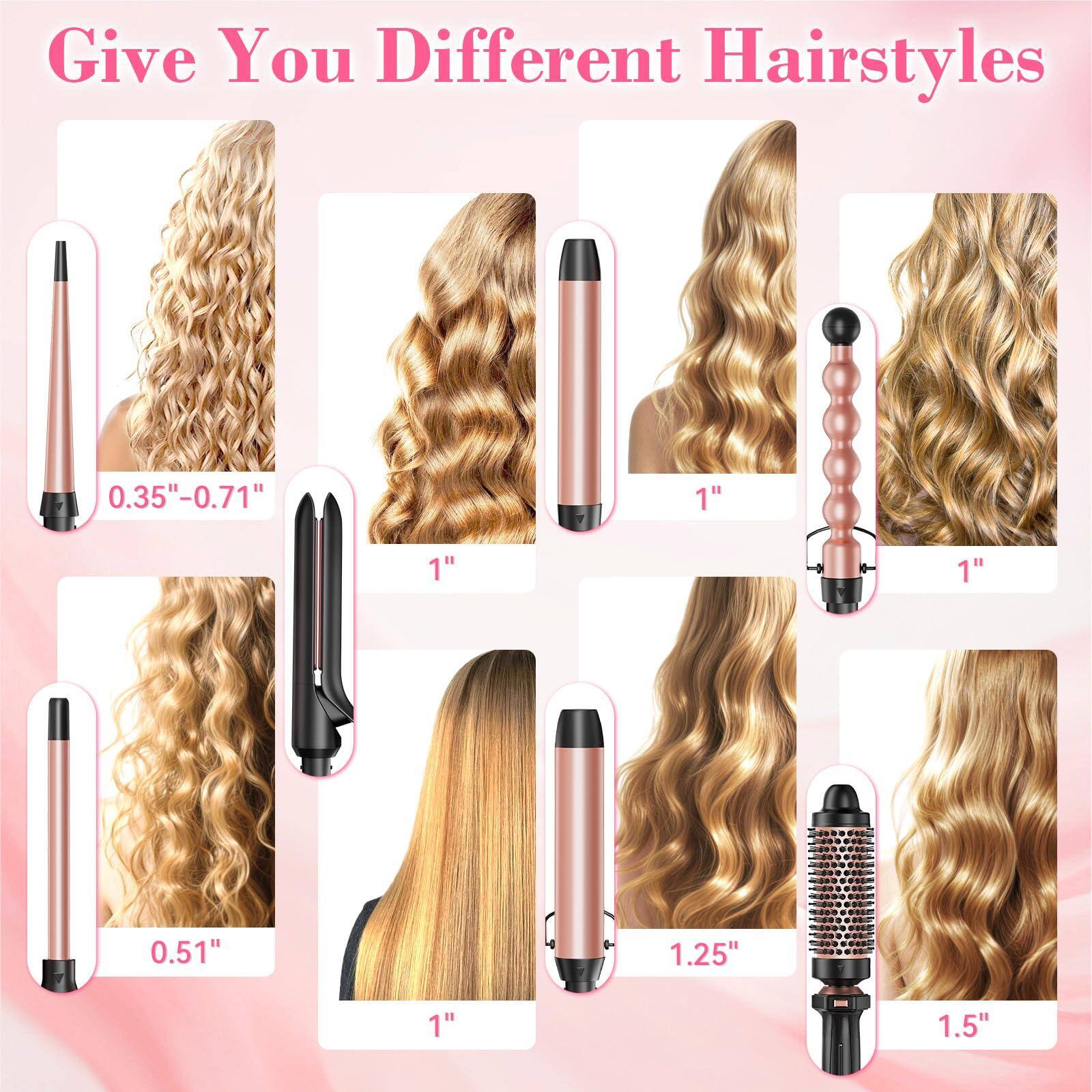 Give You Different Hairstyles

0.35"-0.71"  
1"  
1"  
0.51"  
1"  
1.25"  
1"  
1.5"