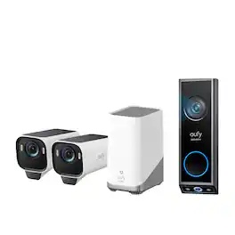 eufy - eufyCam S3 Pro 2‑Cam Kit + Video Doorbell E340, 4K Solar Wireless Outdoor, MaxColor Night, Dual Cams with Delivery Guard