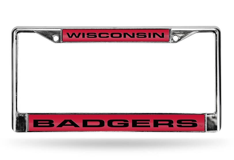 University of Wisconsin Badgers Chrome Metal Laser Cut License Plate Frame