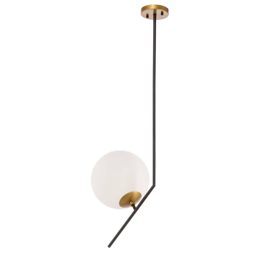 Alt View 8. Living District - Ryland 1 Light Black And Brass And Frosted White Glass Pendant - Black And Brass And Frosted White Glass.