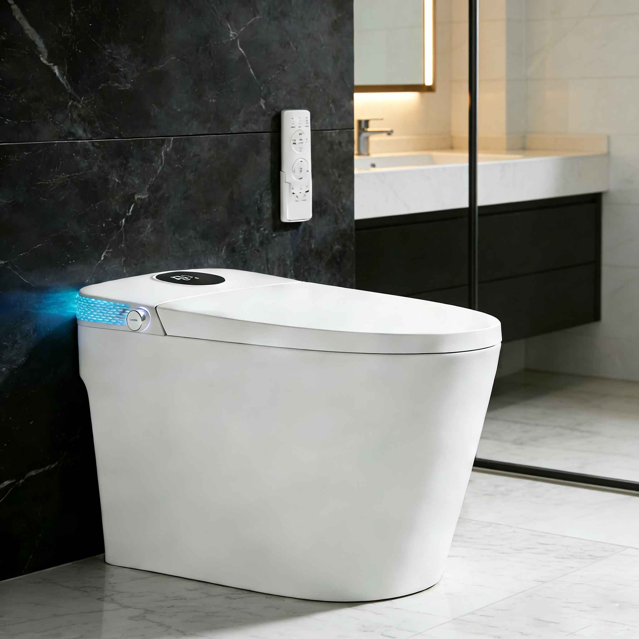 Dyonery - Smart Toilet,Multi-clean modes, Instant hot water, Drying, Heated Seat. Night light,Energy-Saving，Manual lid/ring flip - White