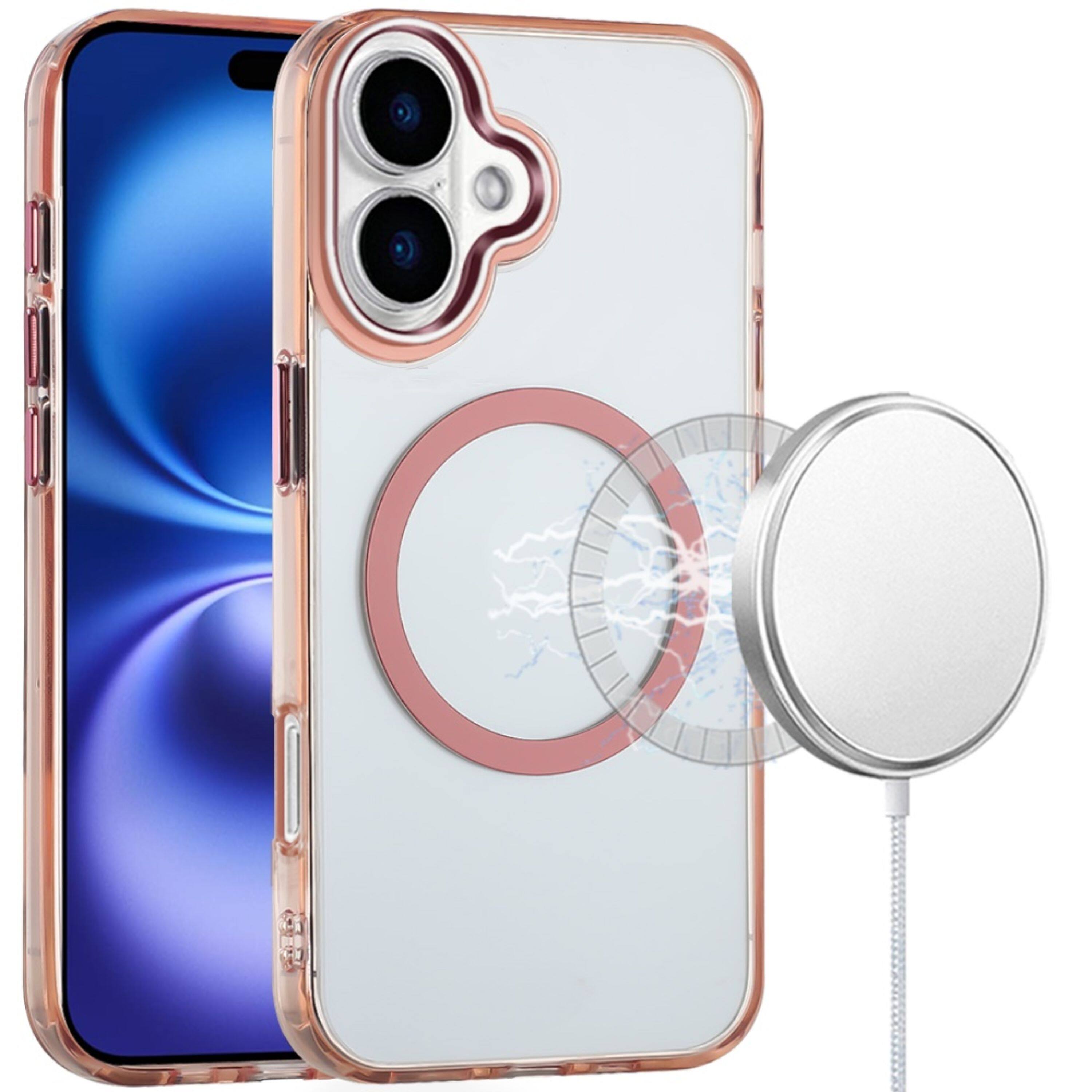 Left. Kitcheniva - Trans-Clear Metal Buttons Phone Cover Phone Case With Tempered Glass For iPhone 17 Cosmic Orange - Cosmic Orange.
