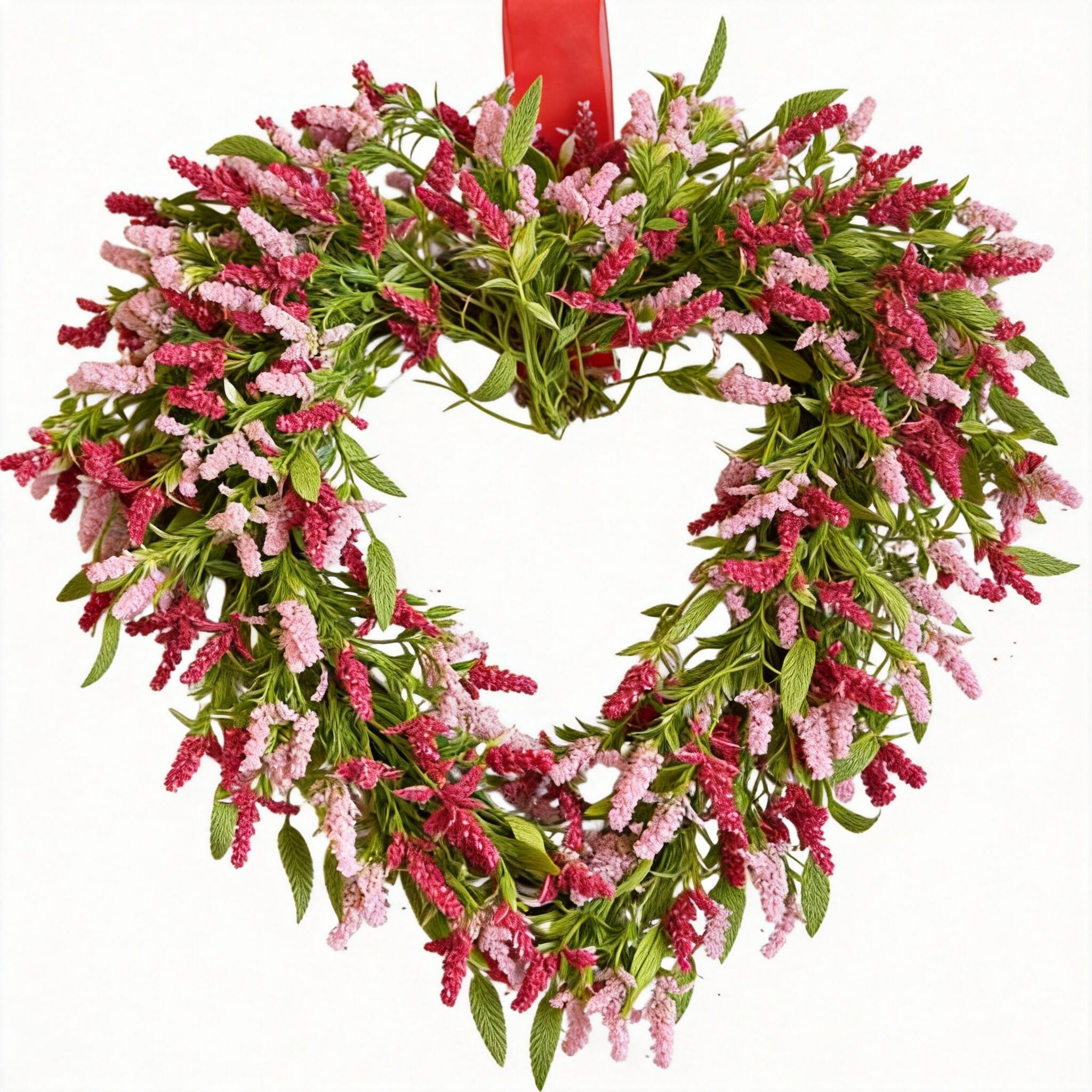 Front. CovertSafe - Pink Tassel Heart Wreath Artificial Leaf Decor Valentine Gift - 18" Spring Pink Tassel Heart Wreath.