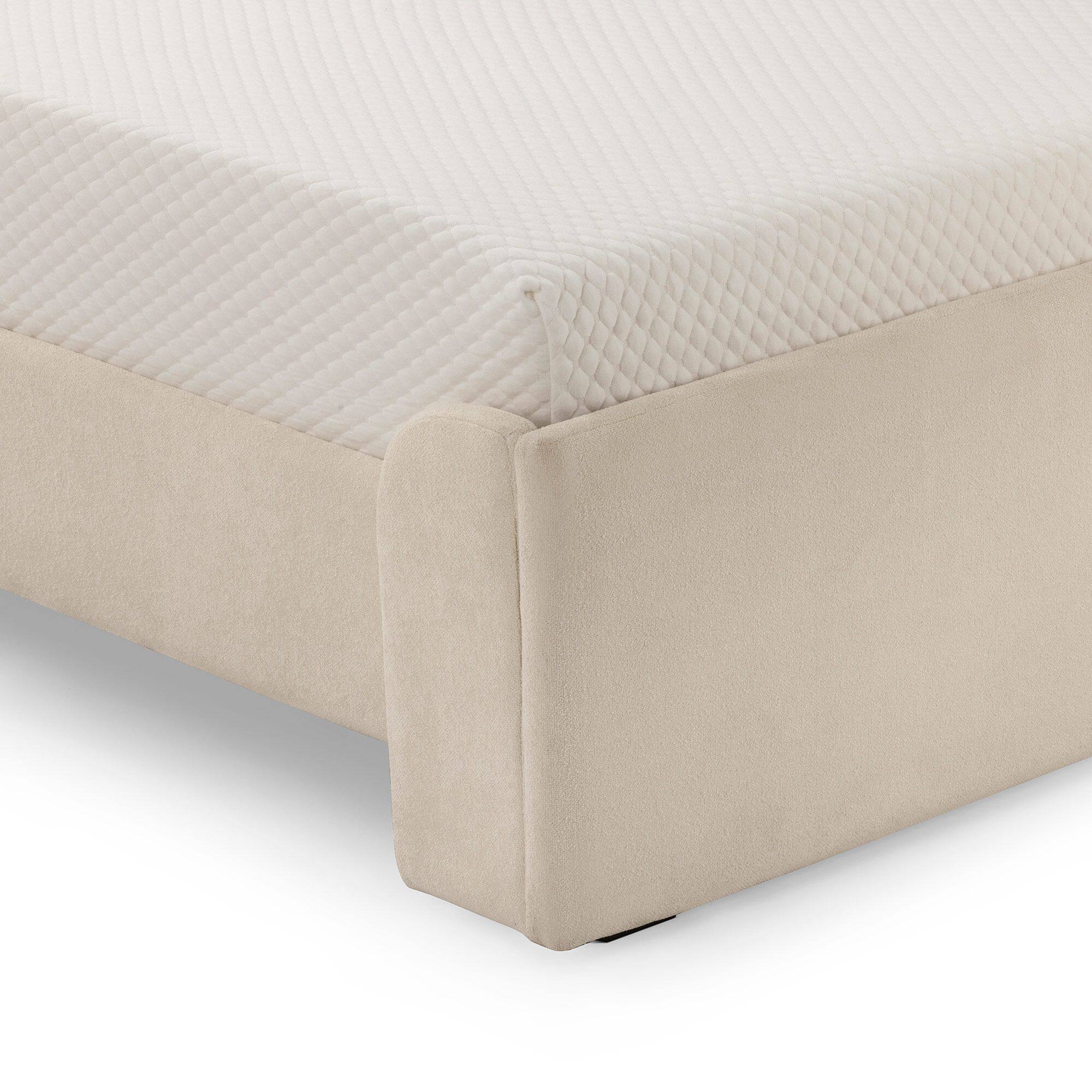 Alt View 4. Plank+Beam - Upholstered Bed with Rectangular Headboard (Queen), Cream - Cream.