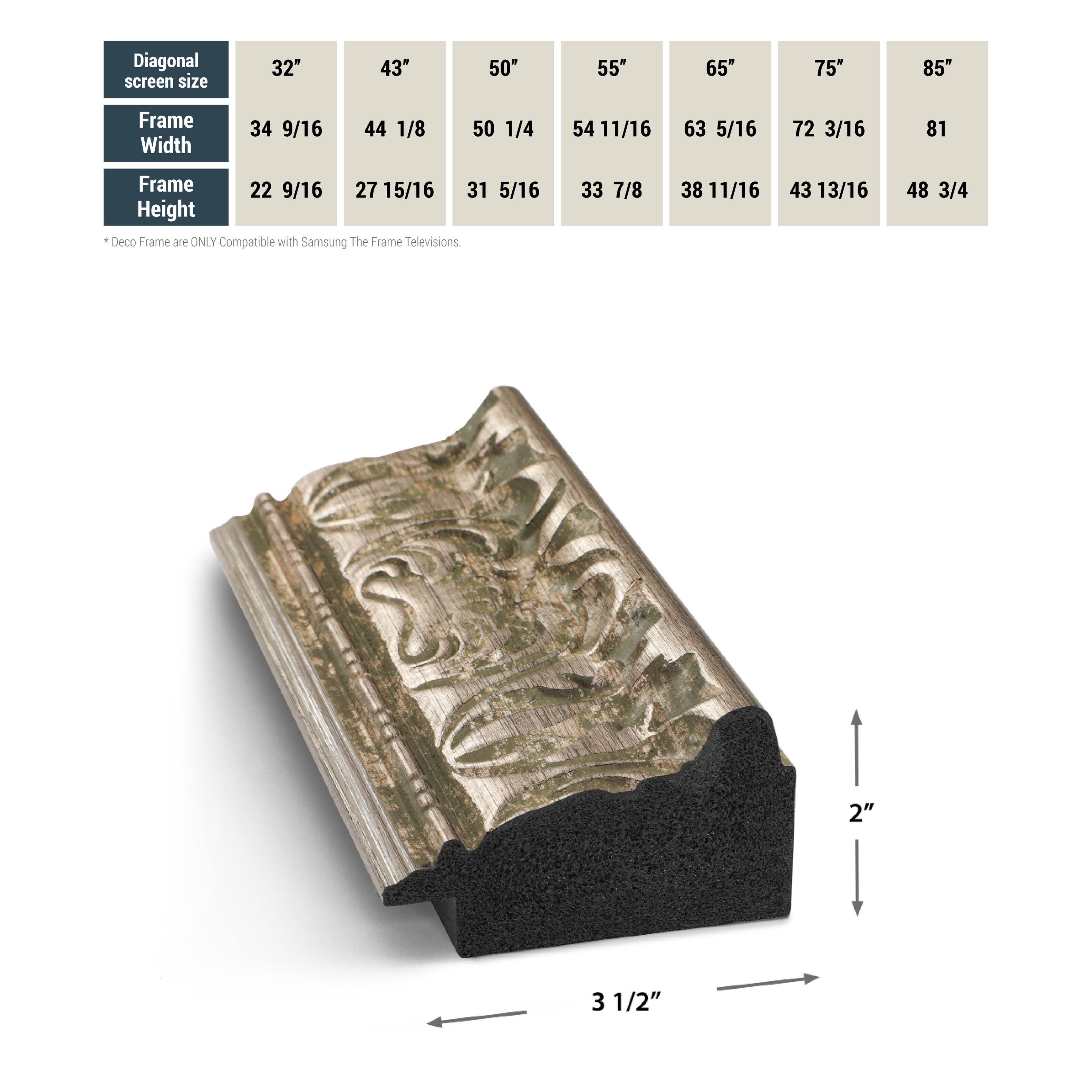 Alt View 13. Deco TV Frames - Premiere Bezel for Samsung the Frame TV - 55" - Tuscan Silver.