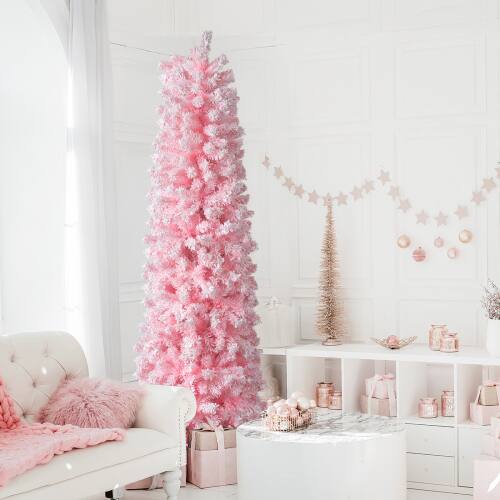 Alt View 1. Winado - 7.5 FT Pencil Christmas Tree,Sturdy Stand Artificial for Holiday Decoration - Pink.