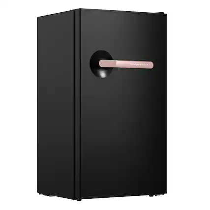 Front. Frigidaire - 3.2-Cu. Ft. Retro Bar Refrigerator, Side Bottle Opener - Rose Gold/Black.