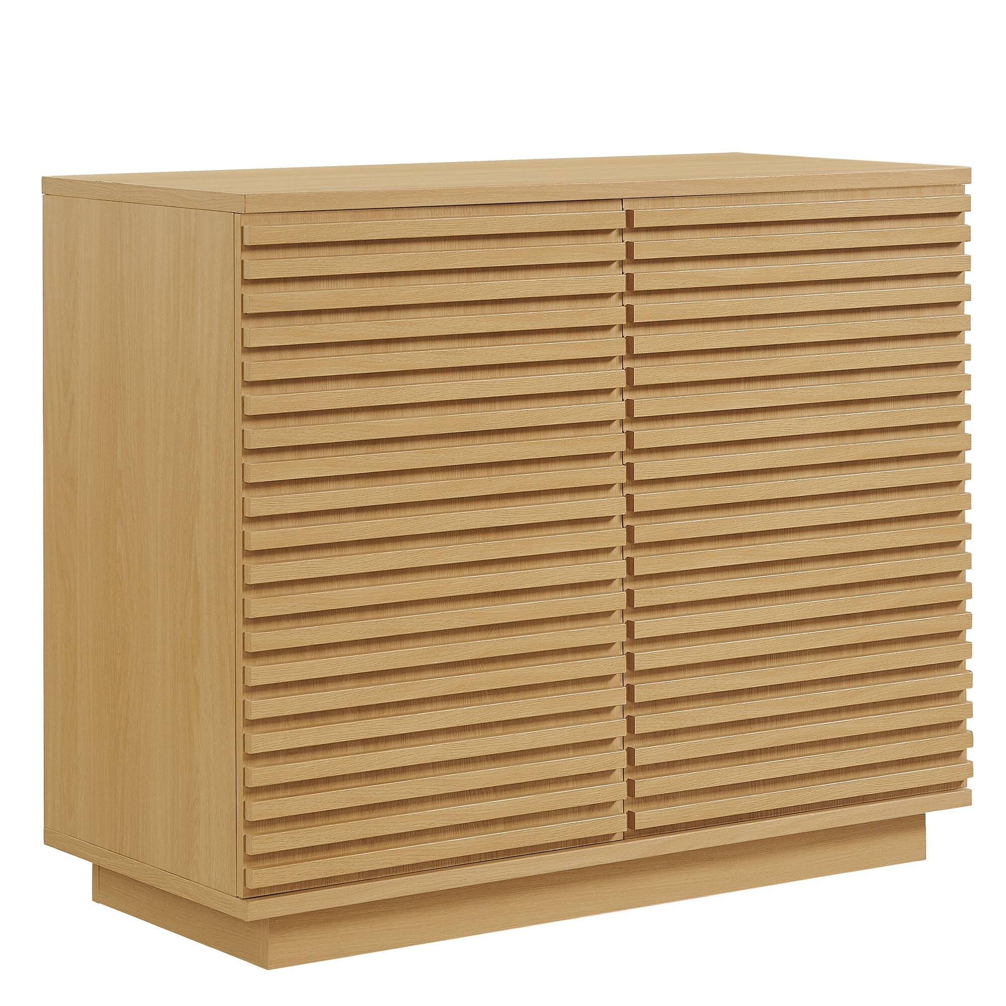 Angle. Modway - Render 2-Door Fluted Accent Cabinet by Modway - Oak.