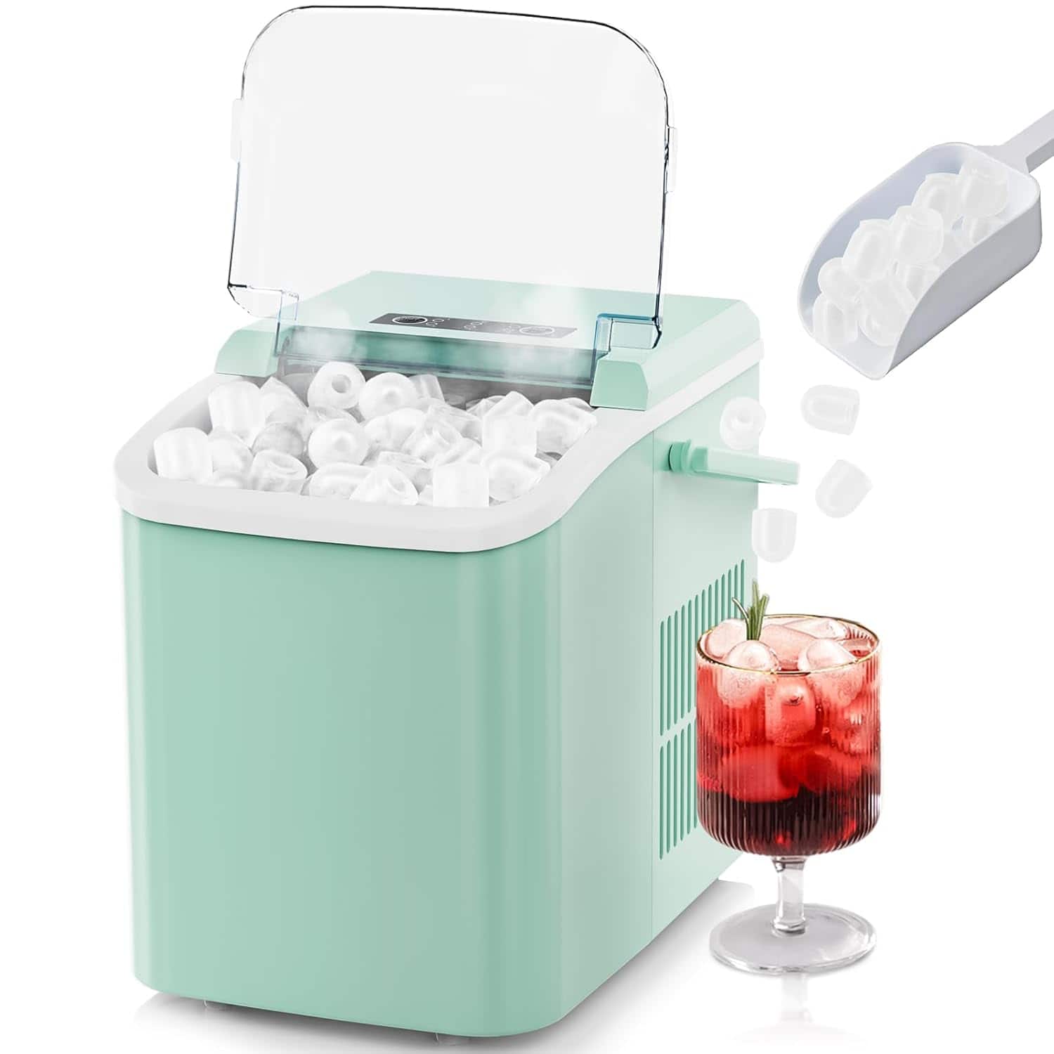 Sweet - Portable Countertop Ice Maker with Handle - 9 Ice Cubes in 6 Minutes, 26.5 lbs Daily Output, Self-Cleaning - Blue