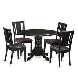 East West Furniture - 5 PC Kitchen nook Dining set- Table and 4 Dining Chairs - Black