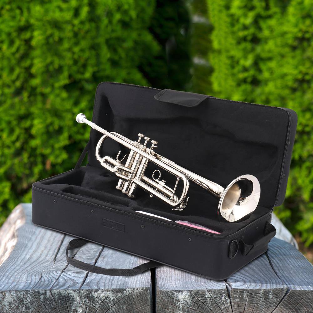 Front. Winado - Hot Sale B Flat Silver Bb Trumpet for Concert Band with Case.