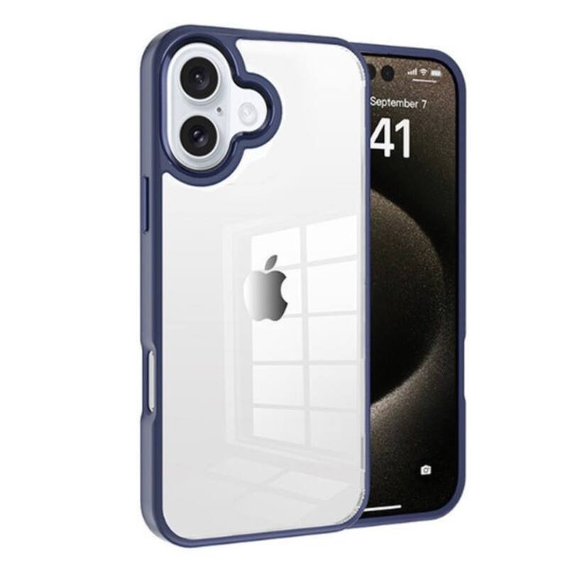 Entronix - iPhone 17 Case with Clear Back and Chrome Frame for Maximum Protection - Navy Blue