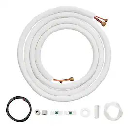 VEVOR - 16FT Mini Split Line Set, 1/4" & 1/2" O.D Copper Pipes Tubing and Triple-Layer Insulation - White