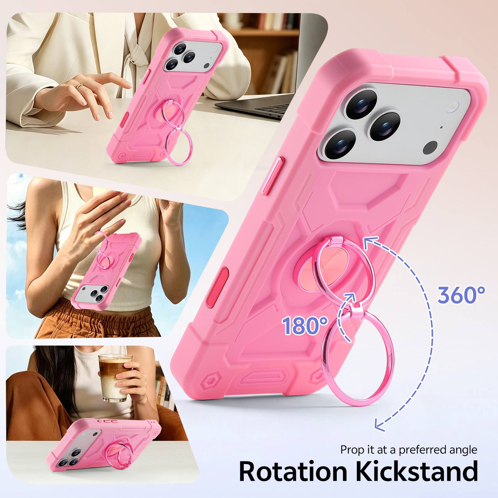 180° 360° Rotation Kickstand - Prop it at a preferred angle
