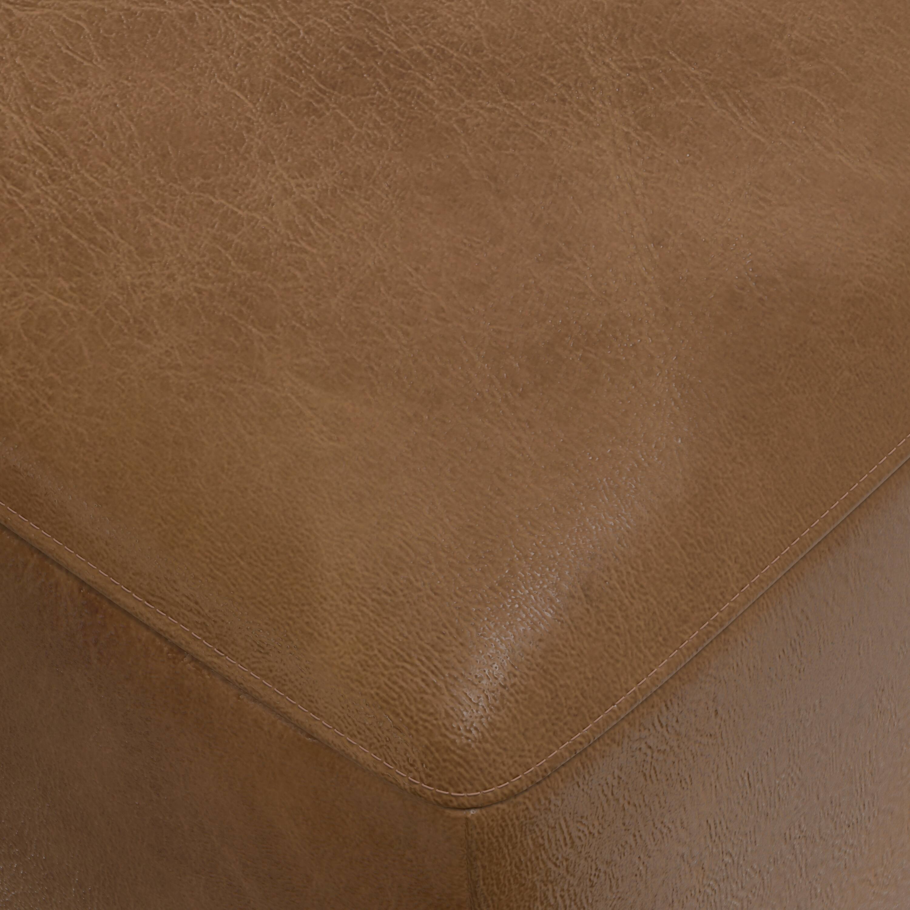 Alt View 6. Simpli Home - Rex Ottoman in Genuine Leather - Caramel Brown.