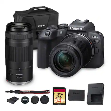 CANON LENS RF75-300mm F4-5.6
Canon
Canon Canon
EOS R10
RF-518-150mm LENS F3 F3.5-6.3 CANON SI STM
75 I
100
135
Canon 75-300
55mm
Canon
EOS R10 Canon
Canon
SD XC 64 GB
Canon SATTINY Pack LP.512 2:2 CHICK 1240-ANA HOT
A
CHARR