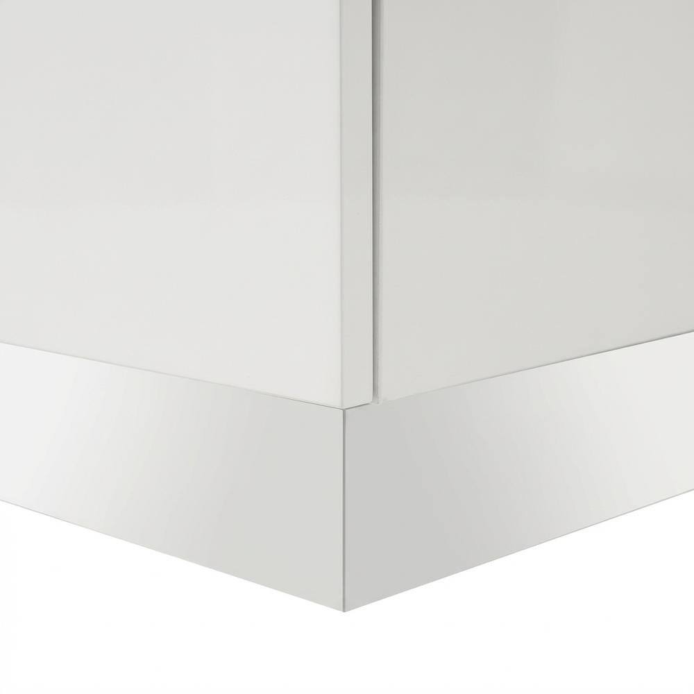 Alt View 1. FurniFact - Glam White Nightstand with High-Gloss Finish and Ball Ing Drawers - White.