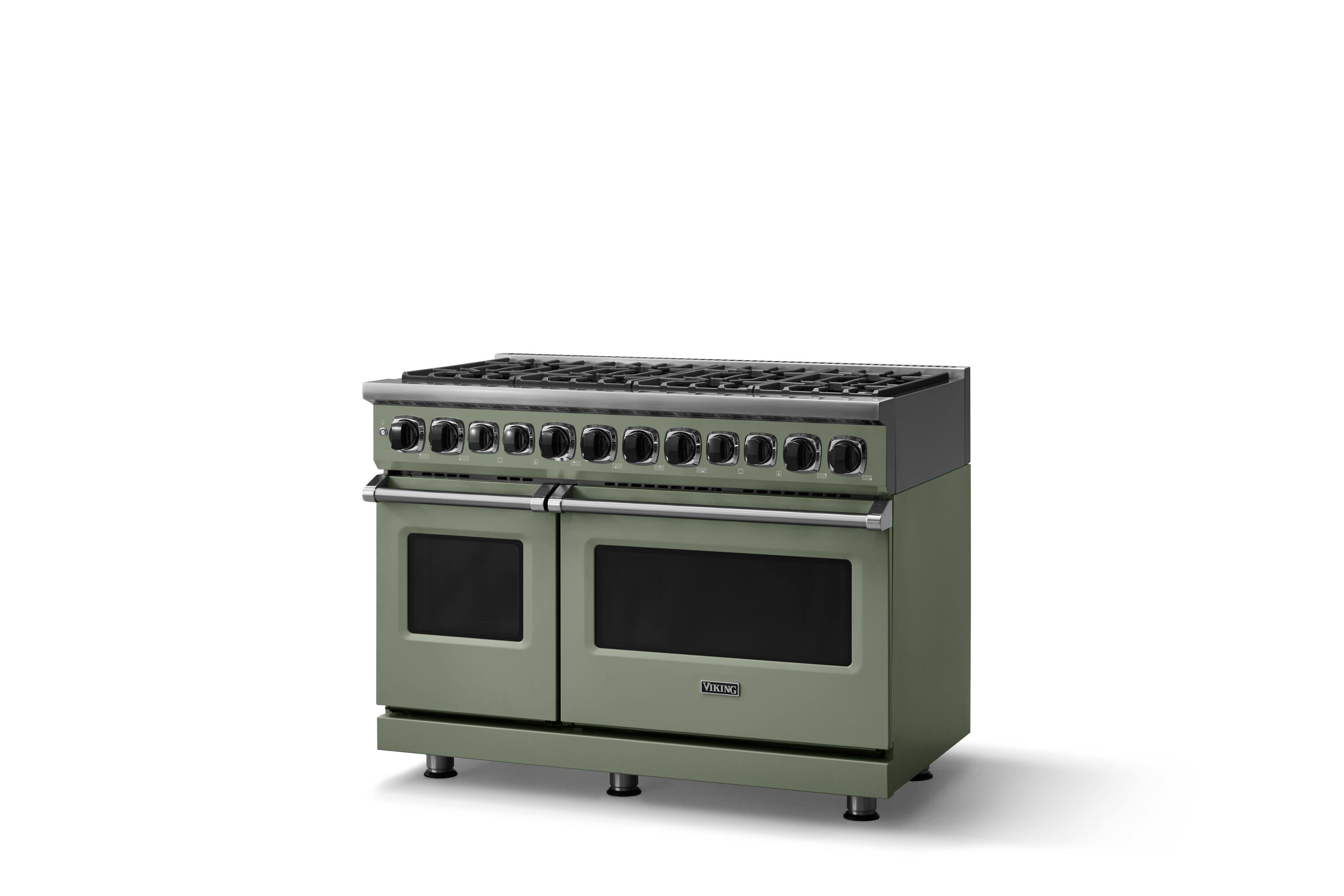 Angle. Viking - 48 in. Wide 8 Burner Dual Fuel Sealed Burner Range - Eucalyptus.