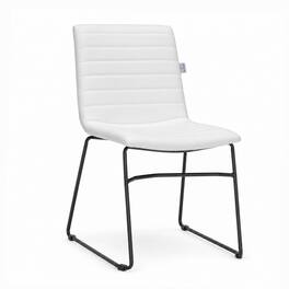 LeisureMod - Zylar Modern Office Chair, Guest Chair with Padded Foam Cushioning, Stainless Steel Base, Conference Room & Desk Seating - White