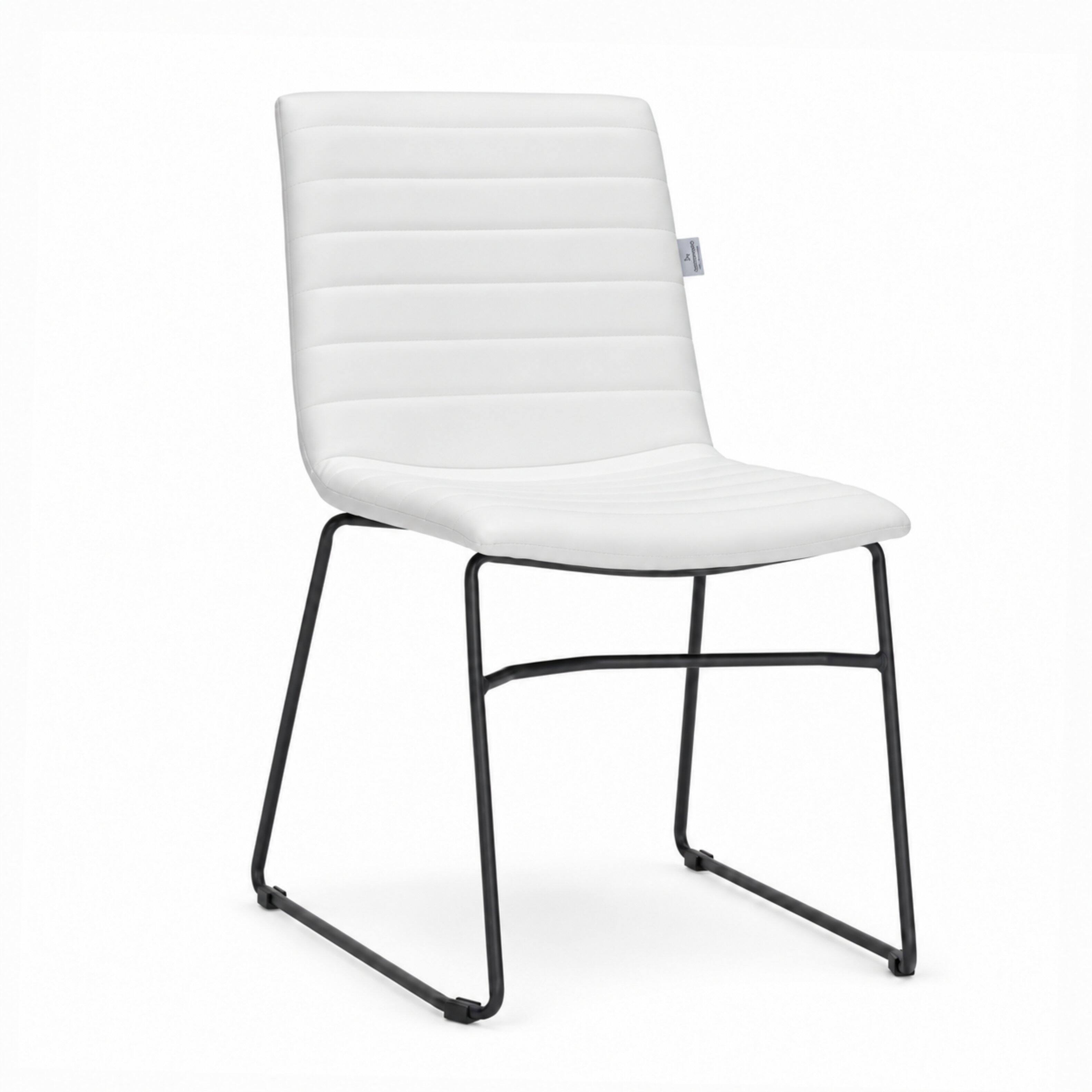 Front. LeisureMod - Zylar Modern Office Chair, Guest Chair with Padded Foam Cushioning, Stainless Steel Base, Conference Room & Desk Seating - White.