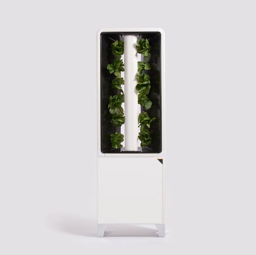 Angle. Just Vertical - EVE Tower Garden | Hydroponic Growing System | Grow Fresh Herbs & Vegetables Year-Round | Fully Assembled - Flat White.