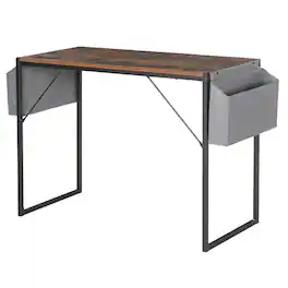 JJS - Small Computer Desk Simple Style Writing Desk - Rusticbrown/Black