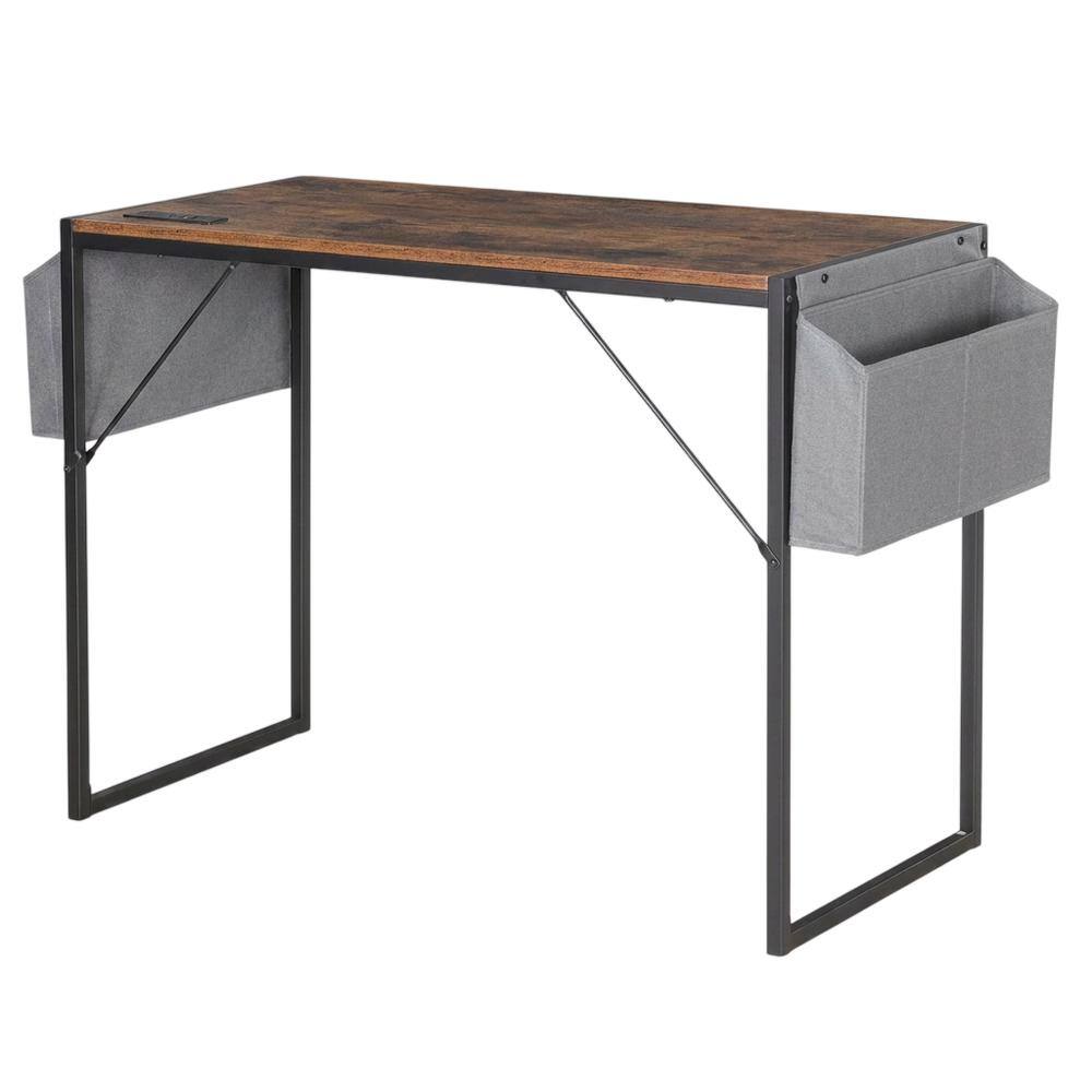 Front. JJS - Small Computer Desk Simple Style Writing Desk - Rusticbrown/Black.