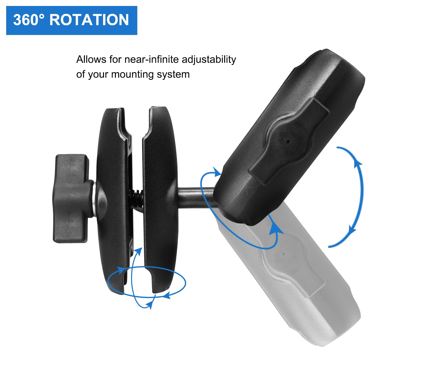 360° ROTATION  
Allows for near-infinite adjustability of your mounting system