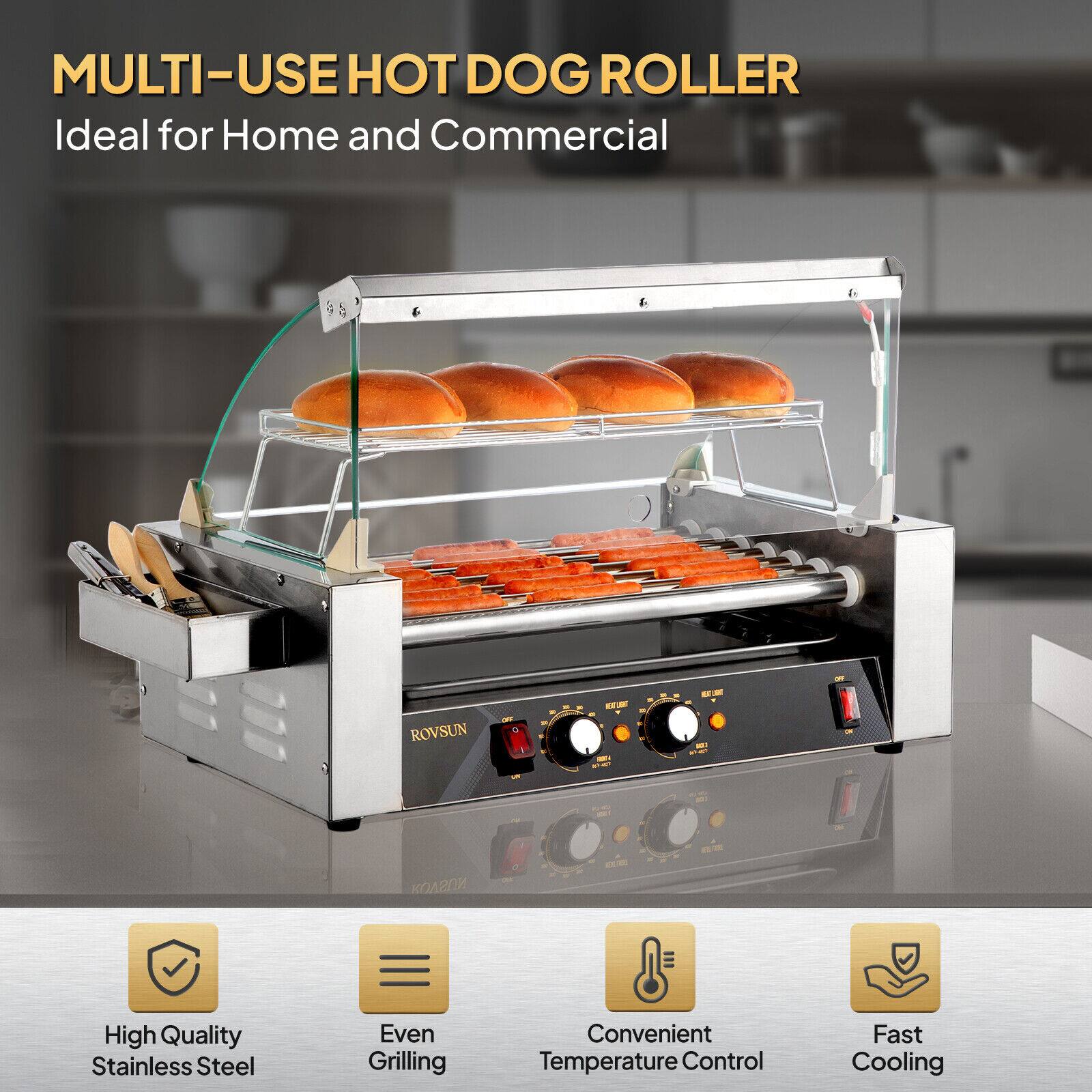 MULTI-USE HOT DOG ROLLER  
Ideal for Home and Commercial  

- High Quality Stainless Steel  
- Even Grilling  
- Convenient Temperature Control  
- Fast Cooling