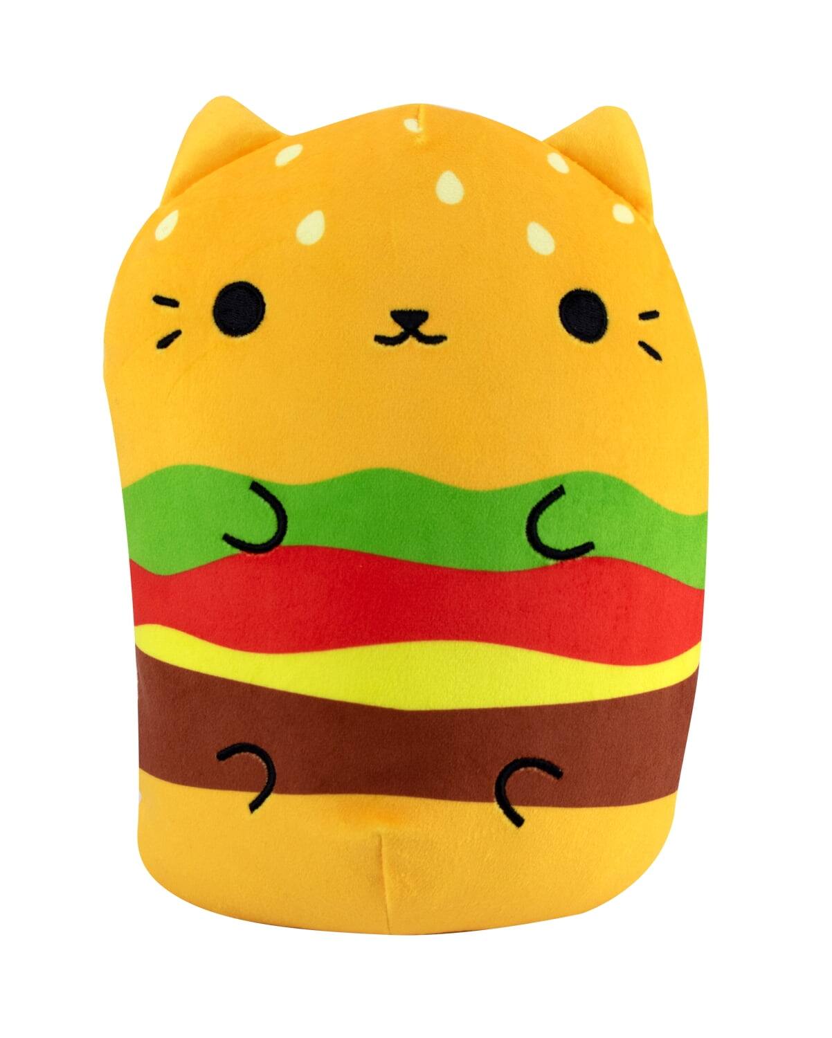 Front. Cats vs Pickles - Cats vs Pickles Jumbo Plushies - Meet Cheeseburger Cat, the Big and Juicy Burger Cat!.