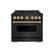 Front. ZLINE - Autograph 36" Classic Black Stainless Gas Range w/ 6 Burners & Gold Accents (CGRBZ-36-G) - Black Stainless Steel.